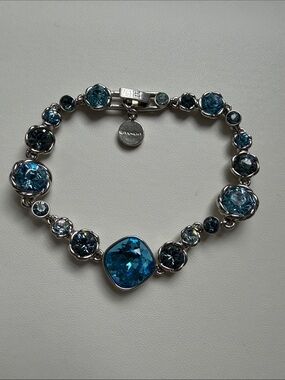 Givenchy Blue Crystal Link Bracelet - Silver Tone